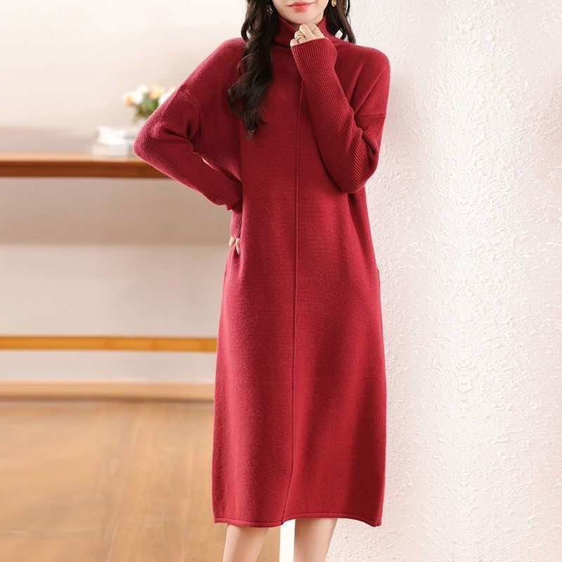 Damen Strickkleid Hochkragen Eveloria
