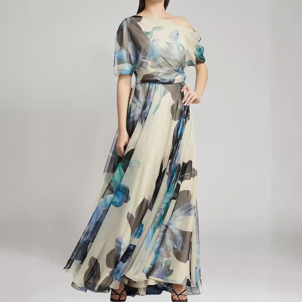 Damen Maxikleid Leichtes Chiffon Florales Muster - Eveloria