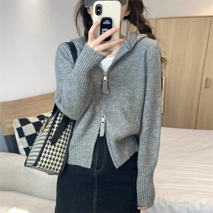 Damen Strickjacke Hochwertiger Stoff Modischer Reißverschluss