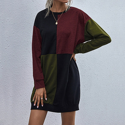 Damen Oversized Kleid Farbblockdesign Eveloria
