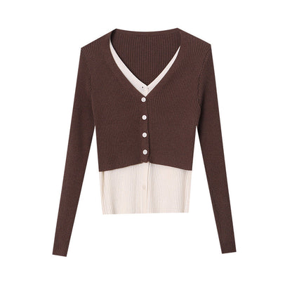 Damen Strickcardigan Lässig Knopfverschluss Rippstruktur Beige