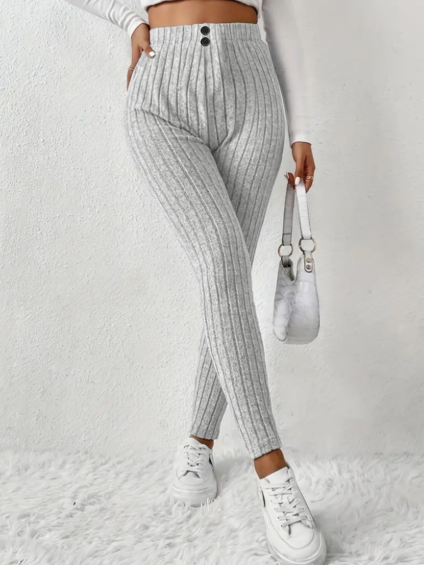 Damen Rippstrickleggings Hochtaillierte Eveloria