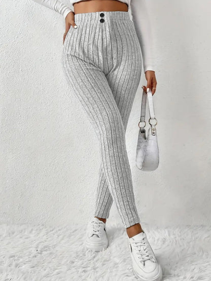 Damen Rippstrickleggings Hochtaillierte Eveloria