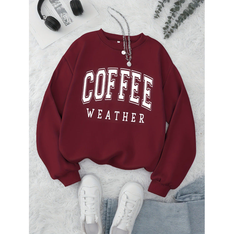 Damen Sweatshirt Coffee Weather Aufdruck Eveloria