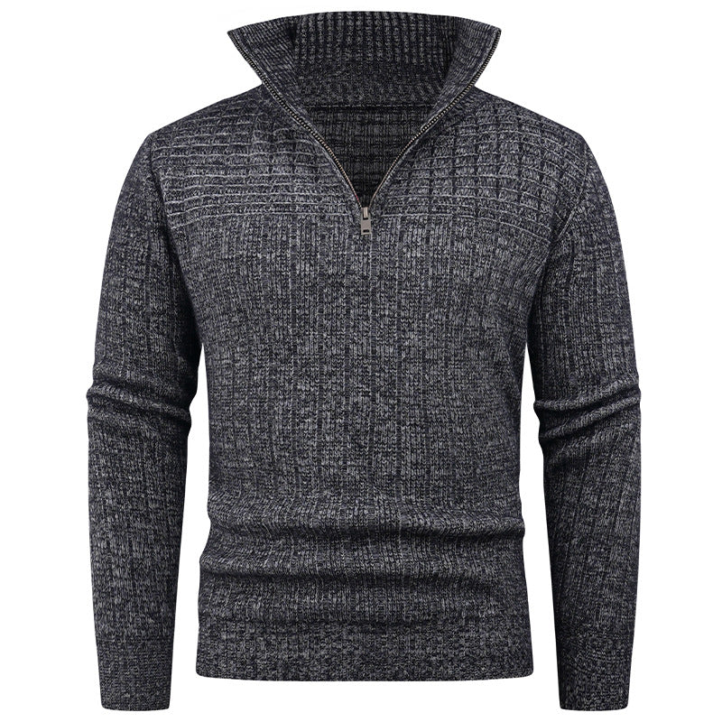 Herren Strickpullover Mit Reißverschluss Rippstruktur Bequem