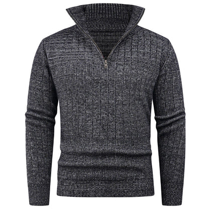 Herren Strickpullover Mit Reißverschluss Rippstruktur Bequem