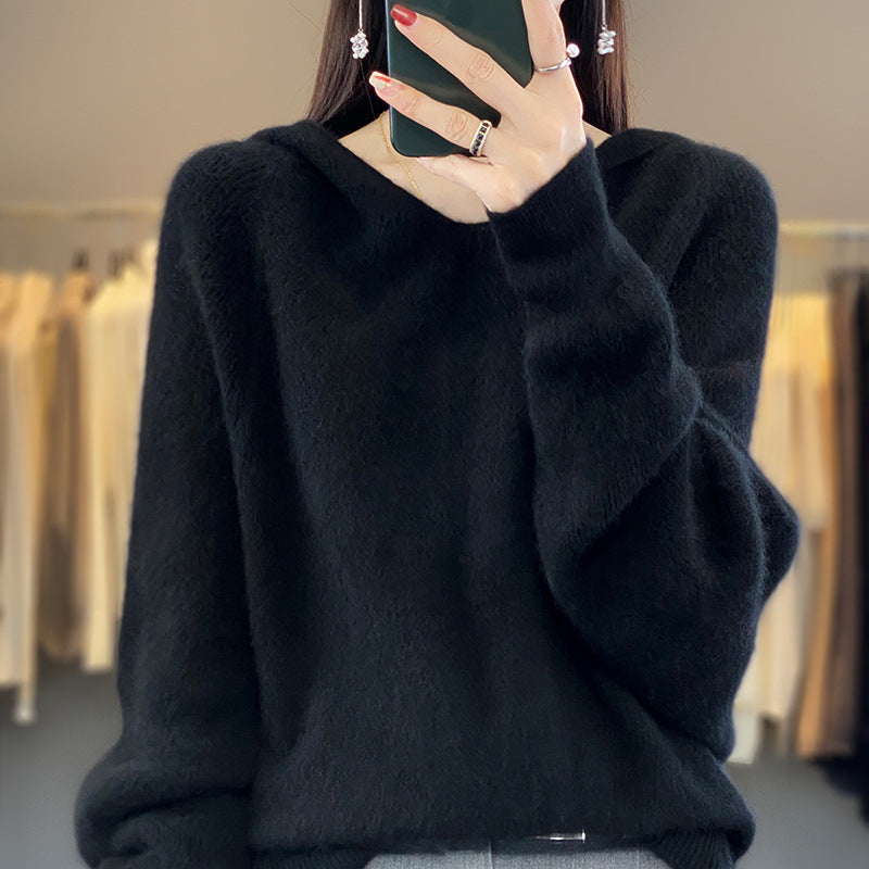 Damen Pullover V-Ausschnitt Voluminöse Ärmel Grau Eveloria