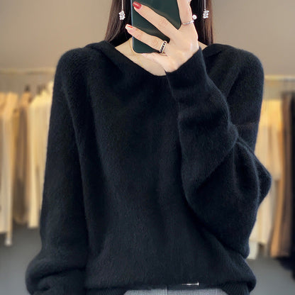 Damen Pullover V-Ausschnitt Voluminöse Ärmel Grau Eveloria