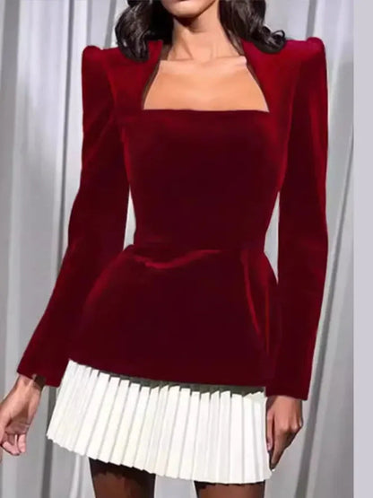 Damen Samtkleid Puffärmel Elegant Eveloria