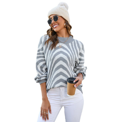 Damen Pullover Wellenmuster Eveloria