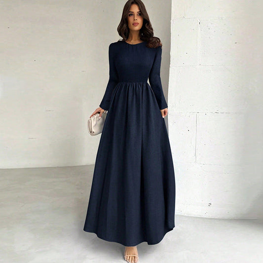 Damen Maxikleid Slim Fit Langärmlig Schwarz Eveloria - Eveloria
