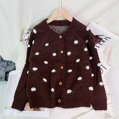 Damen Strickjacke Kuschelig Punkte Eveloria