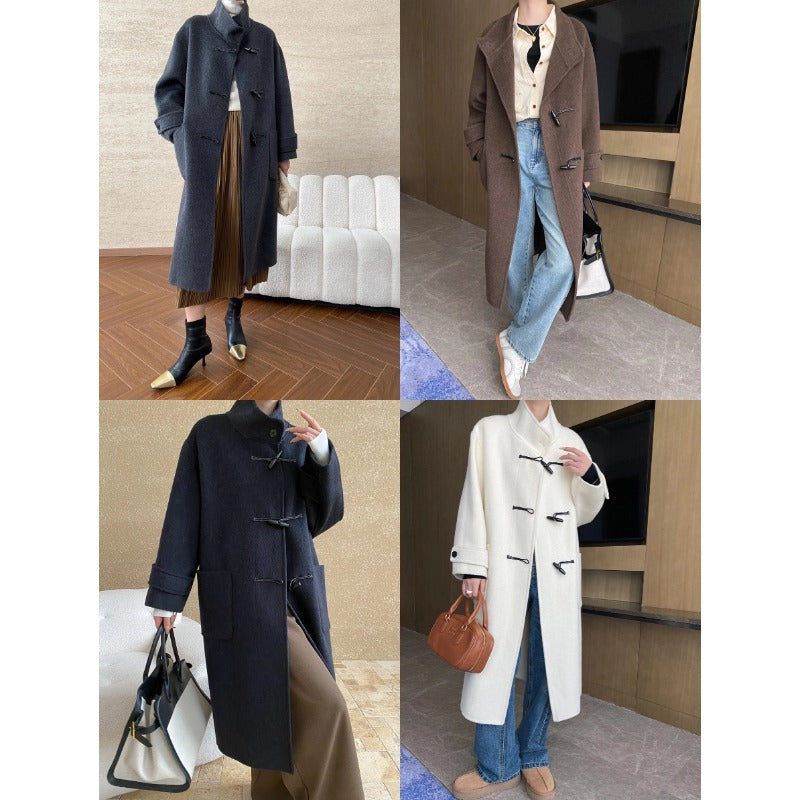 Damen Duffle-Coat Lang Weiches Material Eveloria
