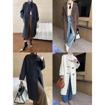 Damen Duffle-Coat Lang Weiches Material Eveloria