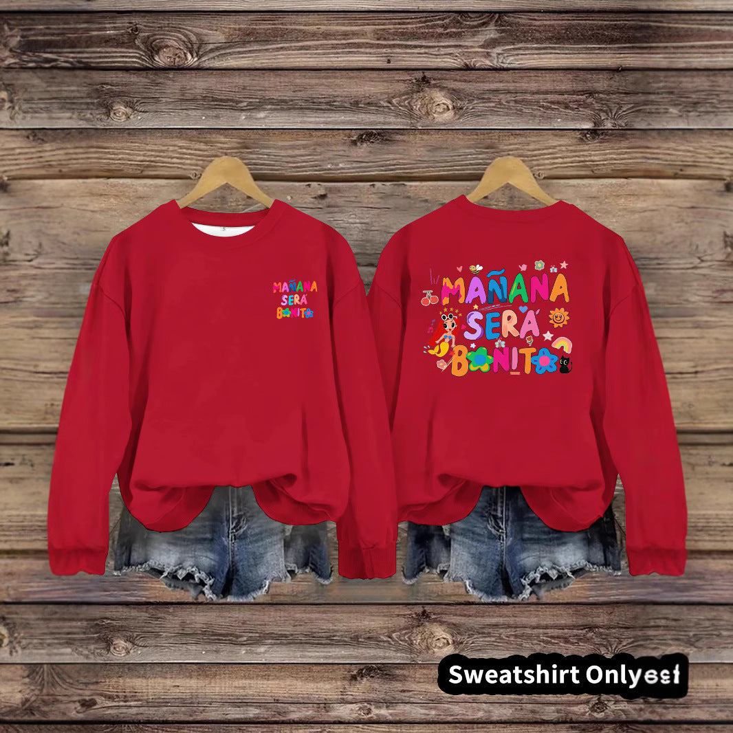 Damen Sweatshirt Verspielter Aufdruck Lässiger Schnitt Grau