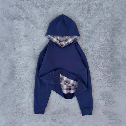 Damen Kapuzenpullover Karomuster Bequem Eveloria