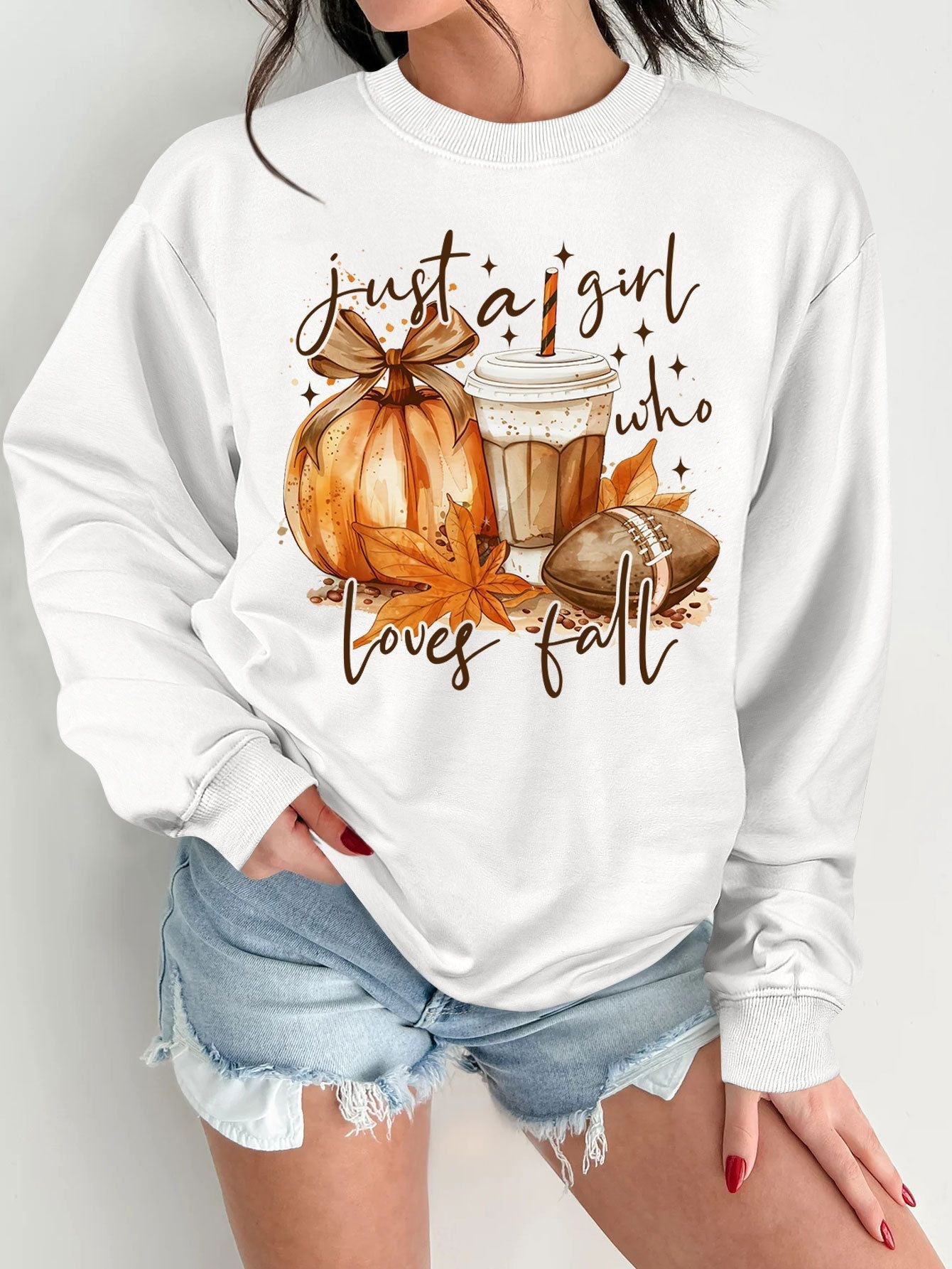 Damen Sweatshirt Herbstmotiv Baumwolle Inspirierender Druck Beige