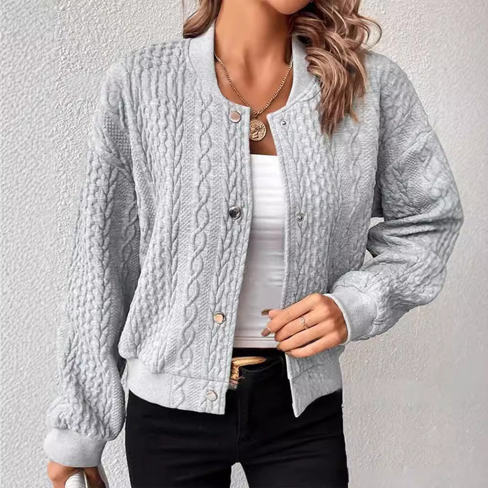 Damen Strickjacke Zopfmuster Elegantes Design Blau Eveloria