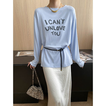Damen Langarmshirt Lässiger Schnitt Weiß