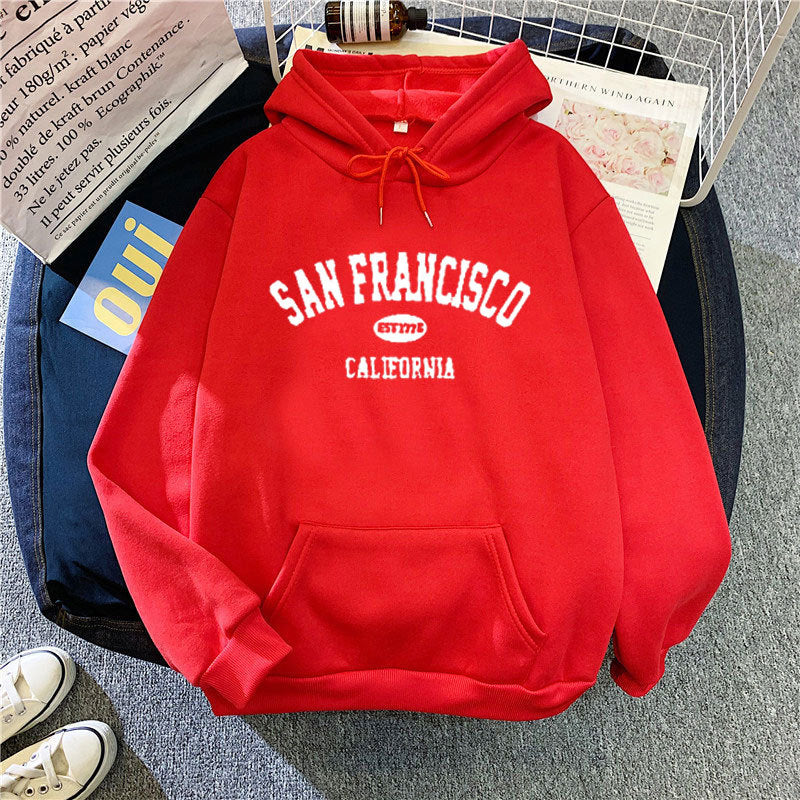 Damen Kapuzenpullover Lässig San Francisco Print Bequem