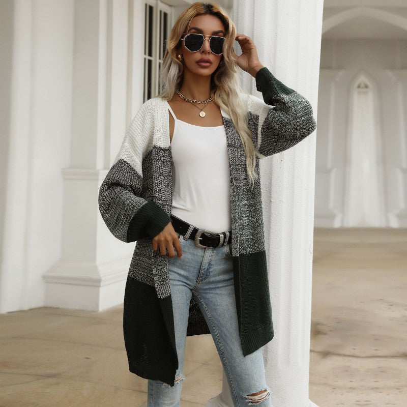 Damen Strickcardigan Lässig Weite Ärmel Grau Eveloria - Eveloria