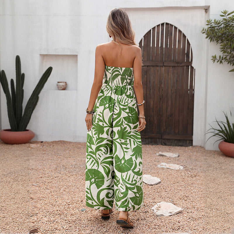 Damen Maxi-Kleid Rüschen-Design Bindedetail