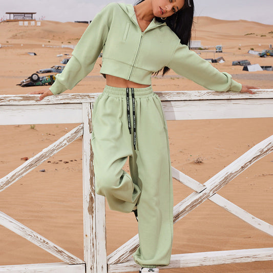 Damen Freizeit-Set Cropped Kapuzenjacke Hose Eveloria - Eveloria