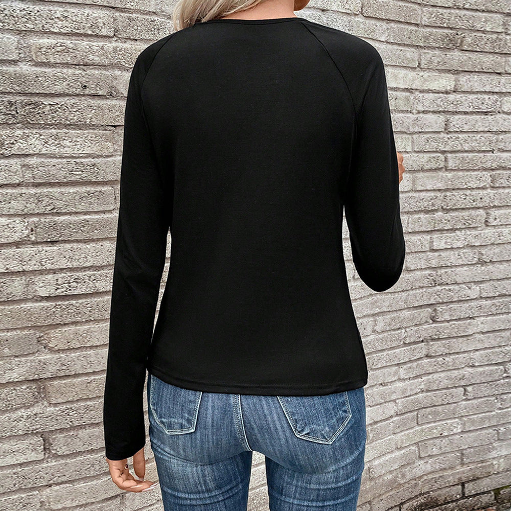 Damen Oberteil V-Ausschnitt Knotendetail Elegant Eveloria
