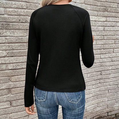Damen Oberteil V-Ausschnitt Knotendetail Elegant Eveloria