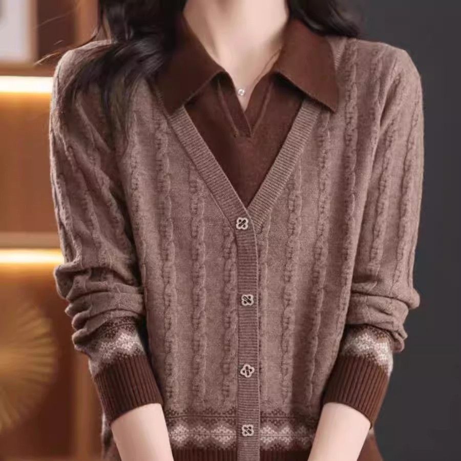 Damen Strickjacke V-Ausschnitt Eveloria