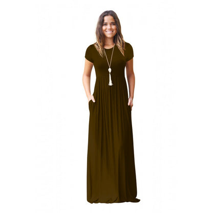 Damen Maxikleid mit Taschen Fließender Schnitt Eveloria