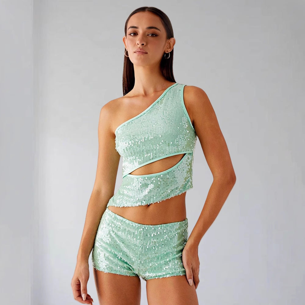 Damen Glitzerndes und Shorts Set Eveloria