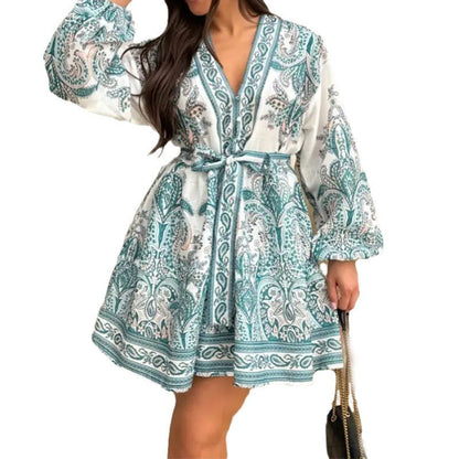 Damen Wickelkleid Paisleymuster Elastisch Eveloria