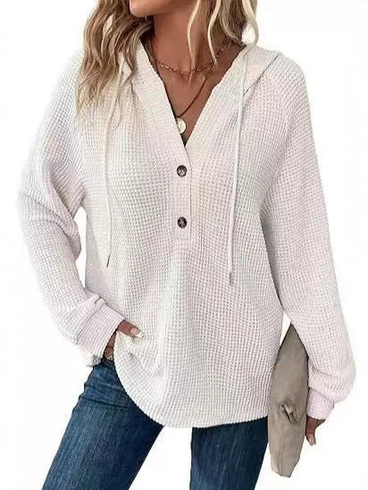 Damen Kapuzenpullover Langarm mit Knöpfen Eveloria