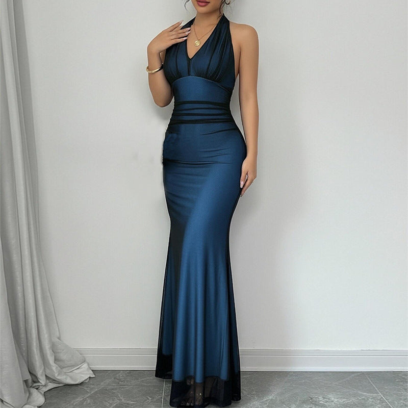 Damen Abendkleid V-Ausschnitt Raffung Eveloria
