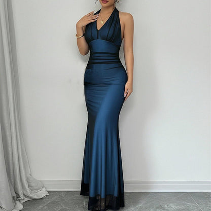 Damen Abendkleid V-Ausschnitt Raffung Eveloria