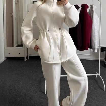 Damen Fleece-Sportanzug Hochkragen Tunnelzug