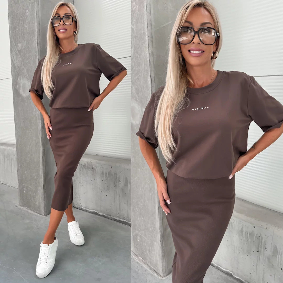 Damen Skirt und T-Shirt Set Bequem Eveloria