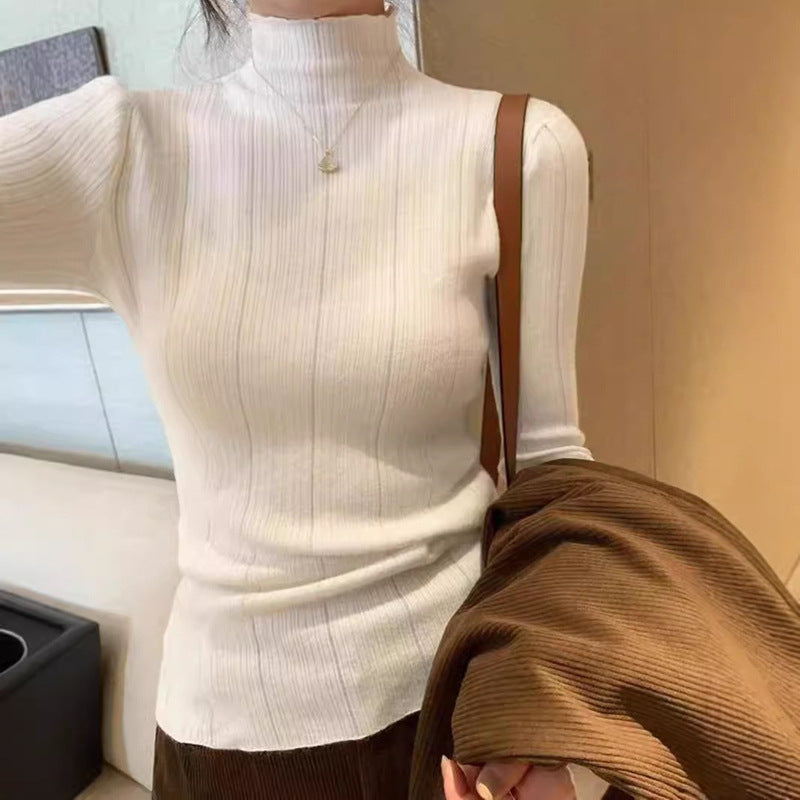 Damen Feinstrickpullover Moderner Schnitt Höher Kragen Eveloria - Eveloria