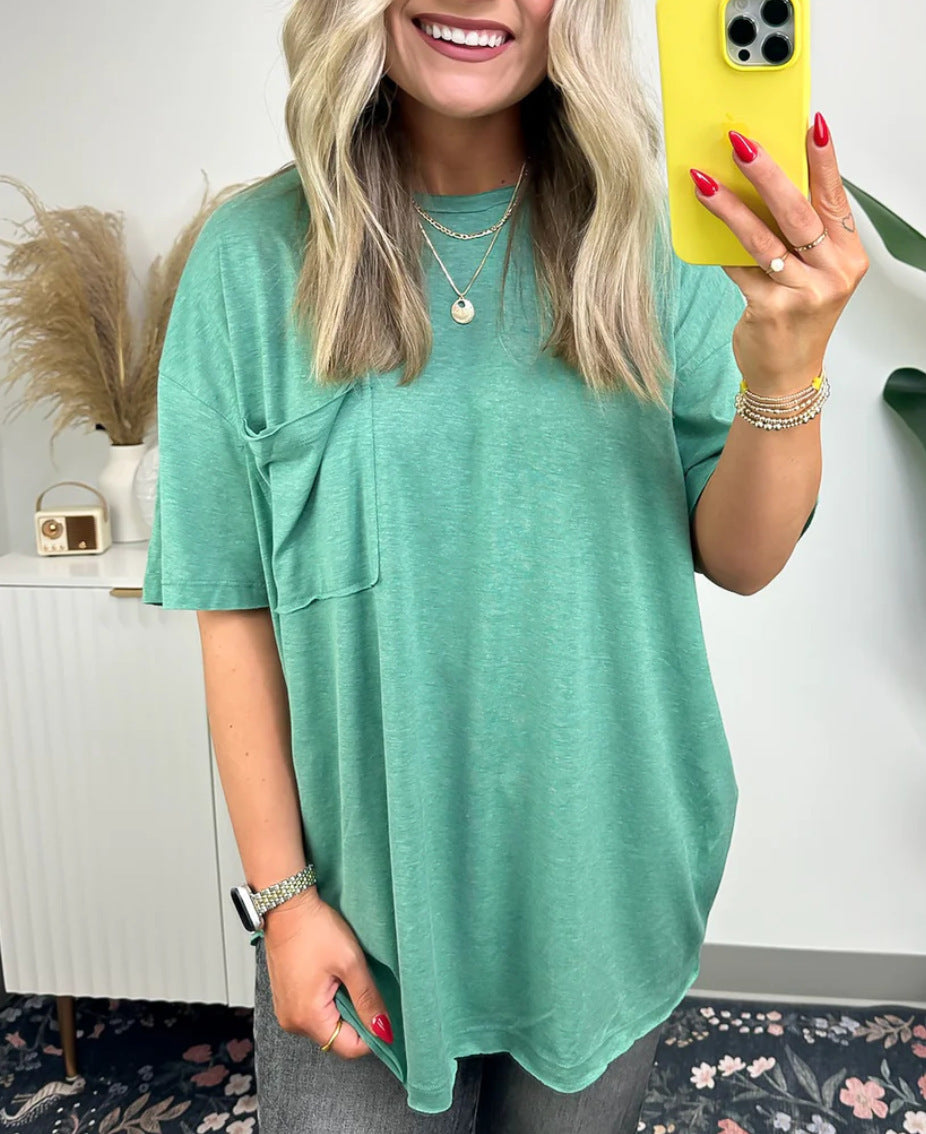 Damen Oversized T-Shirt mit Tasche Eveloria