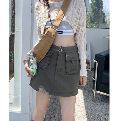 Damen Cargo-Rock Praktische Taschen Elastischer Bund - Eveloria