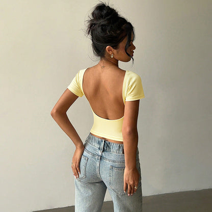 Damen Cropped T-Shirt Rundhalsausschnitt Eveloria