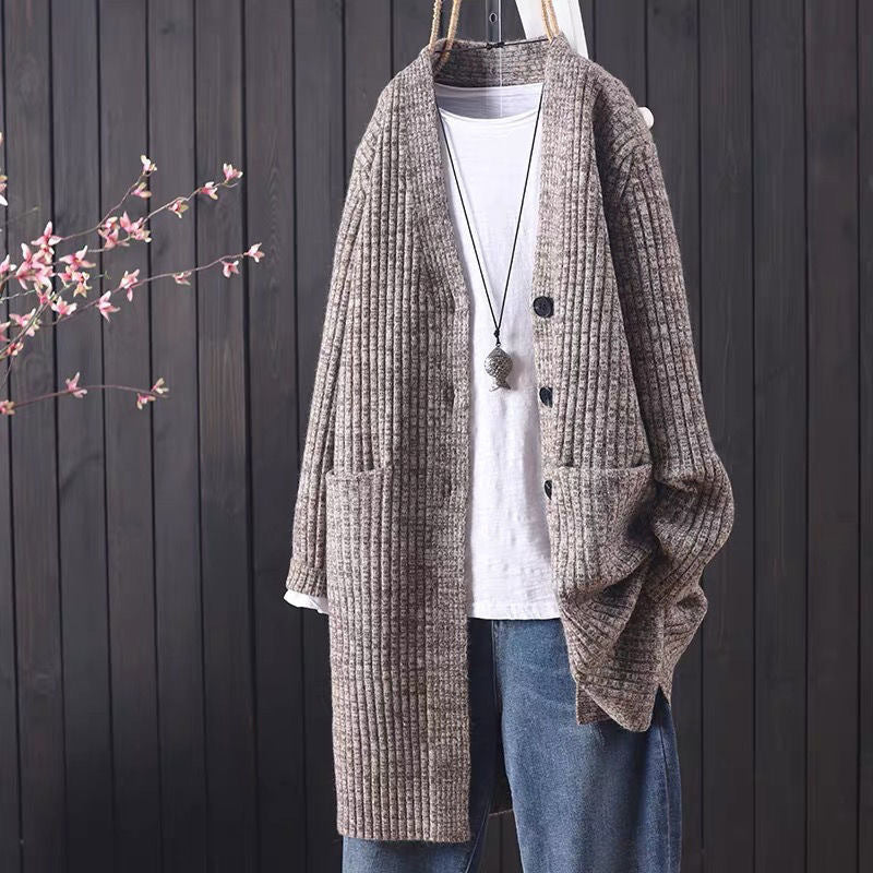 Damen Strickjacke Kuschelig Mit Taschen Modisch Grau Eveloria