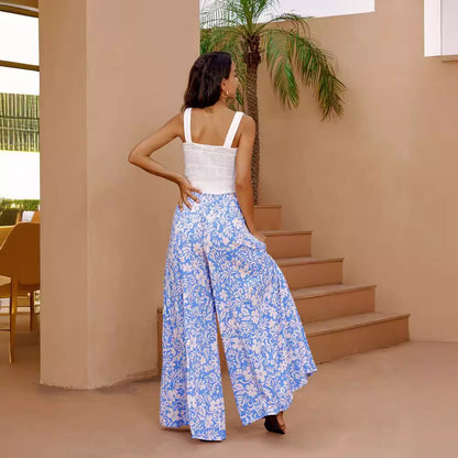 Damen Maxikleid Bunt Geometrisch Lang mit Seitenschlitzen