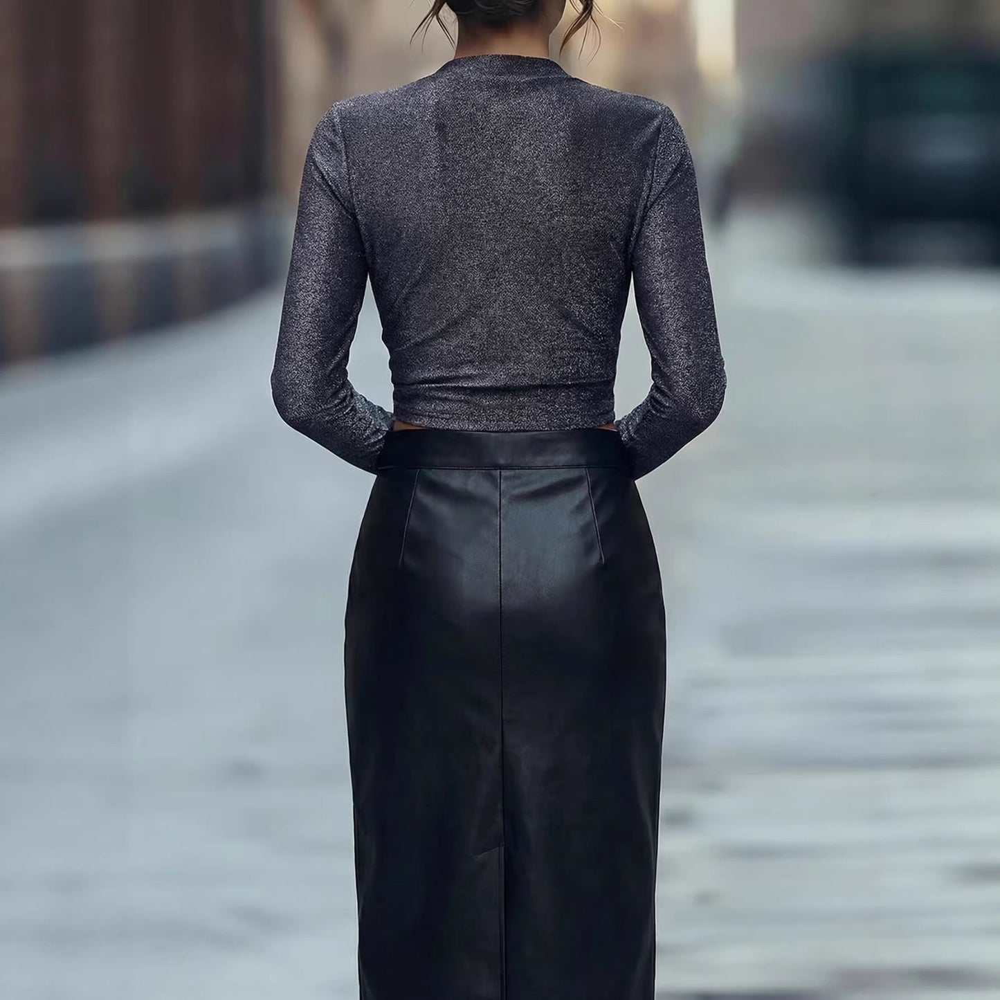 Damen Funktionsoberteil Schimmer Effekt Slim Fit