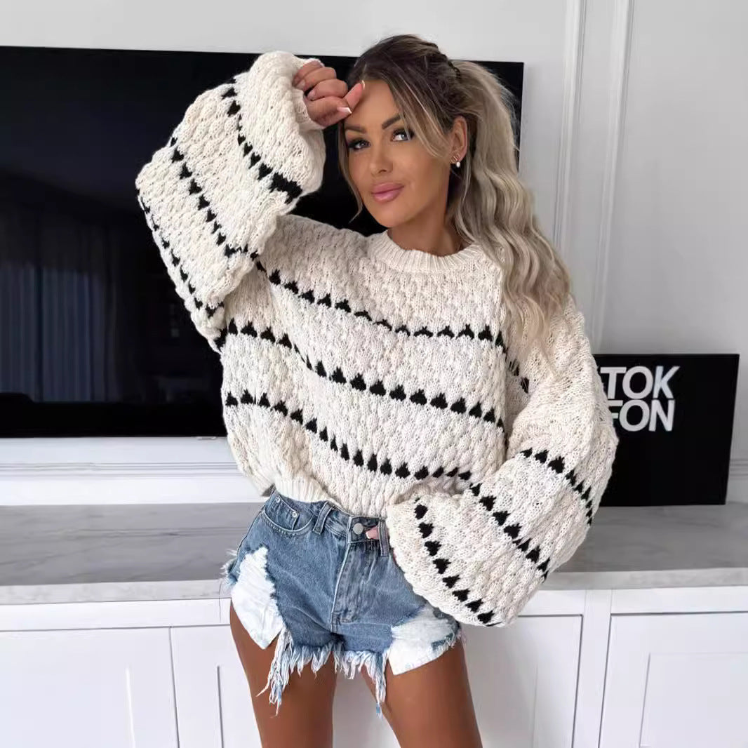 Damen Grobstrickpullover Kuschelig Einzigartiges Muster Eveloria