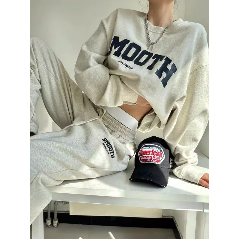 Damen Set Cropped Sweatshirt Jogginghosen Eveloria
