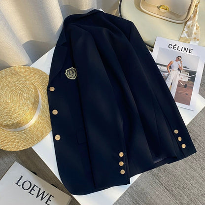 Damen Blazer Elegant Goldknöpfe Eveloria