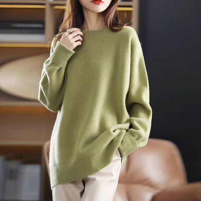 Damen Strickpullover Lässiger Schnitt Lang Eveloria