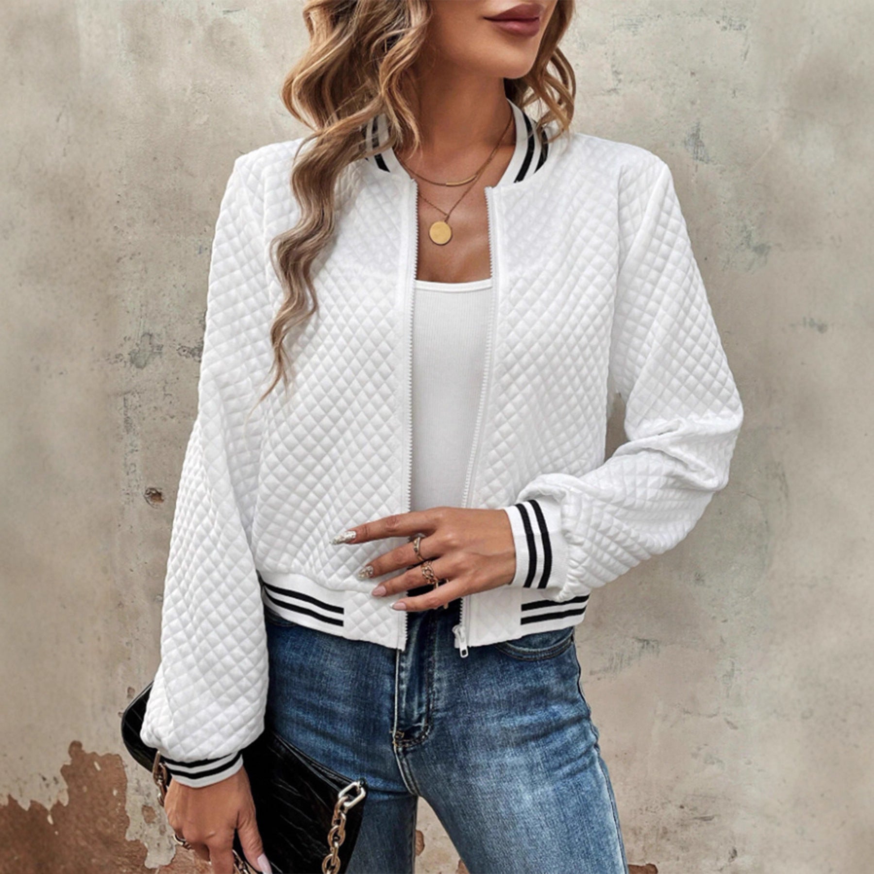Damen Steppjacke Sportlich Kontrastärmel Eveloria - Eveloria